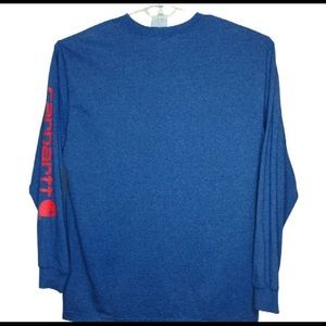 Carhartt Original Fit Long Sleeve Men’s Shirt Size XL in Blue with Red Logo.